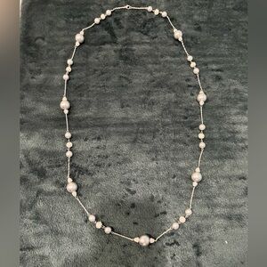 Ann Taylor Elegant Silver Beaded Necklace
